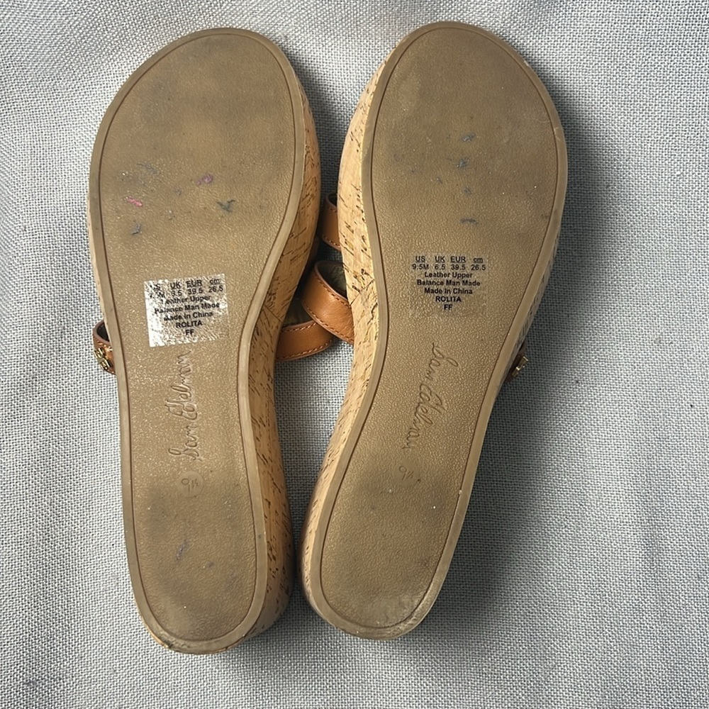 Sam Edelman Womens Ronie Leather Cork Wedge Sandals size 9.5 - Picture 8 of 9